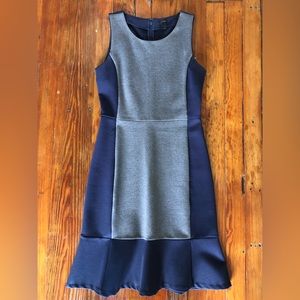 J Crew Sleeveless Ponte Sheath Dress Navy and Grey Size 0